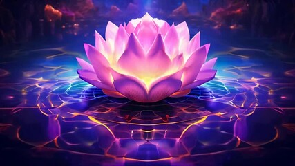 lotus flower background with glowing energy waves