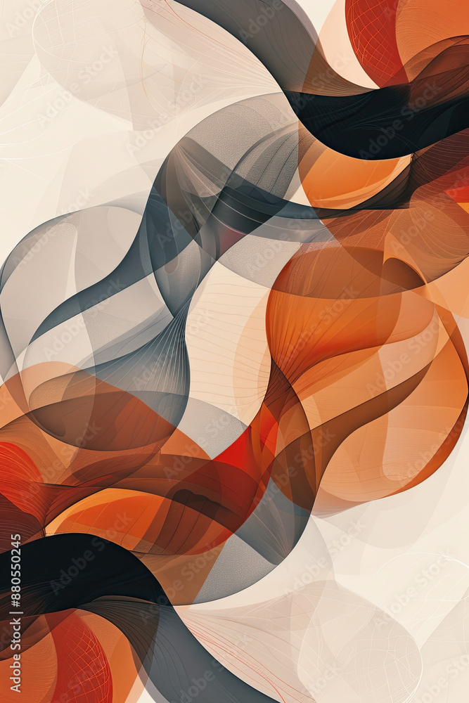 Poster an abstract painting of some rounded lines and shapes
