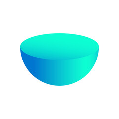 Vector hemisphere with gradients and shadow for game, icon, package design, logo, mobile, ui, web, education. 3D hemisphere on white background. Geometric figures for your design.