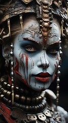 Male Chaos Warrior Up As A Scary Clown Costume Focus On Foreground