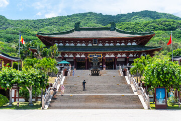 Chinese-style ancient buddhist architecture, Hainan, China.