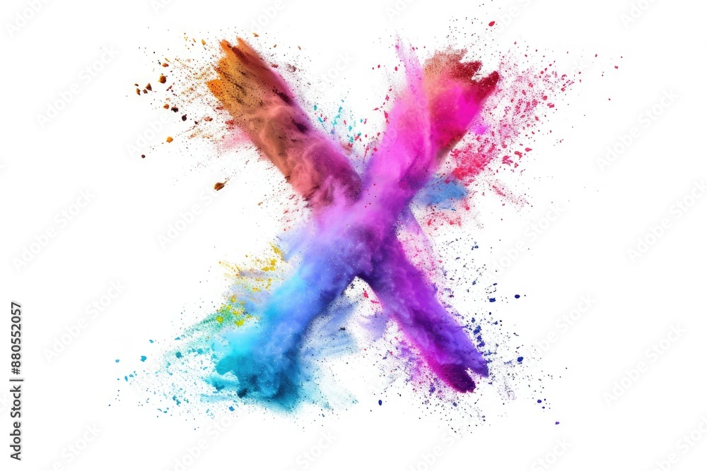 Aufkleber a single colorful powdered letter x on a white background, suitable for various design and creative 