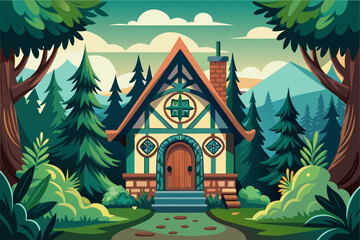 Cozy cottage house for forest creatures Made of Wood