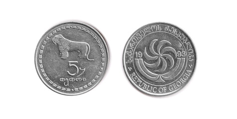 5 tetri, Georgia coin with lion design