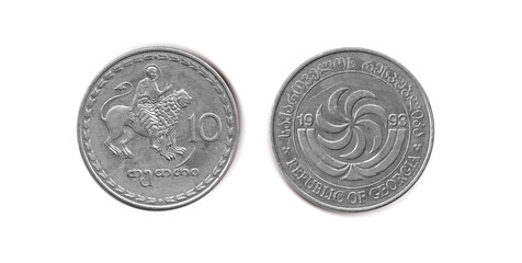10 tetri, Georgia coin with lion and rider design