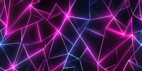 Broken Neon lines, repeating pattern, black background, purple and pink light, flat style