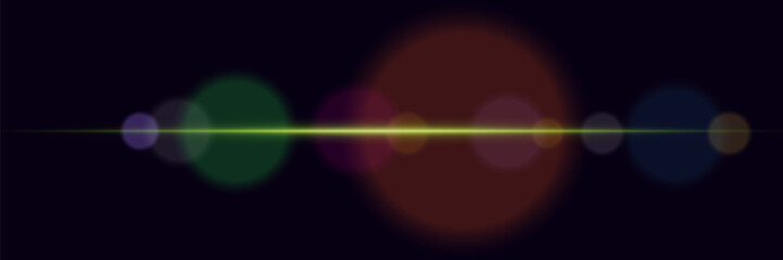 
The effect of glare and lens. Light line of light.