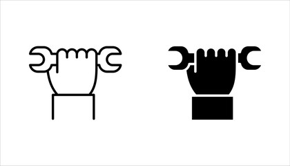 Wrench in hand icon set. wrench in hand vector illustration on white background