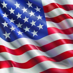 Obraz premium Close Up of American Flag Waving in the Wind