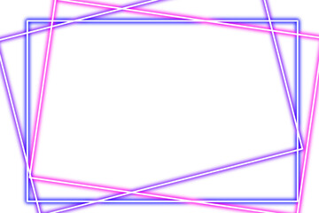 Purple and pink rectangle neon frame design element