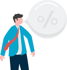 The businessman blows the balloon, vector illustration

