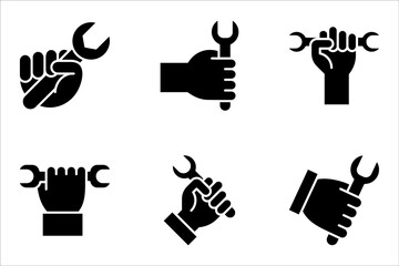 Wrench in hand icon set. wrench in hand vector illustration on white background