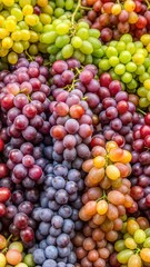 Assorted Grapes in Market with Vibrant Background Wallpaper