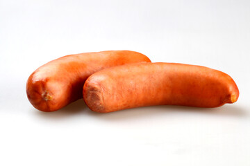 German style pork sausages, hot dog. Isolated on white background....