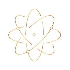 Atom science education icon png gold digital graphic