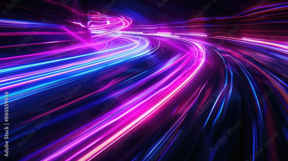 Poster a colorful light trail captured through a long exposure shot, ideal for use in scenes requiring a se