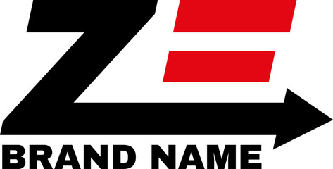 ZE  letter arrow logo design