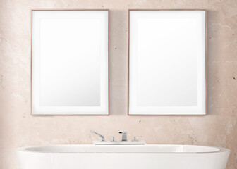 Picture frame png mockup, bathroom decor, transparent design
