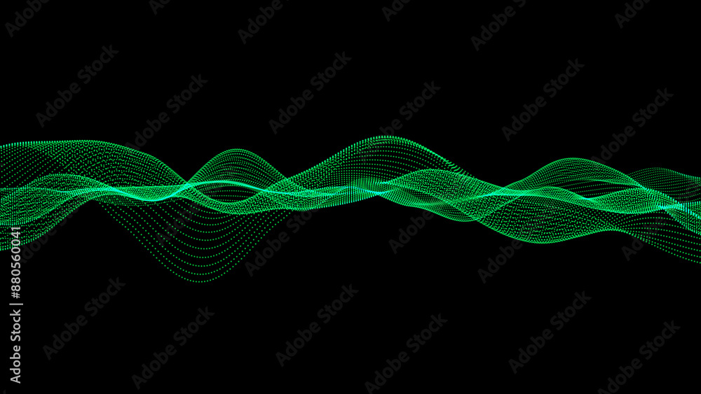 Poster abstract background wave grid from dot on black background. digital dots wave background.technology 