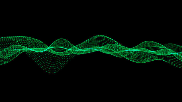 Abstract background wave grid from dot on black background. digital dots wave background.Technology concept.