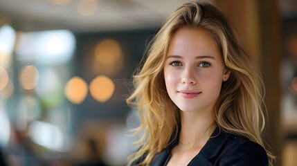 Obraz premium Smiling Professional Woman in a Modern Office