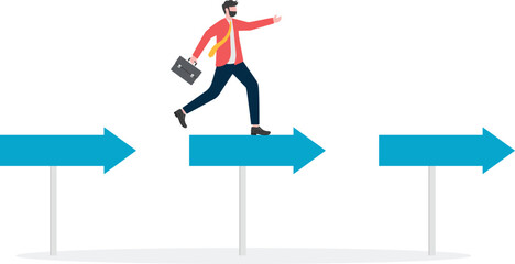 Support, helps the businessman achieve his goal, business concept, vector illustration
