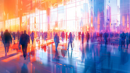 Obraz premium 忙しく動く都会の人々