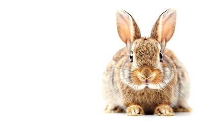 Fototapeta premium Close-Up of Brown Rabbit on White Background