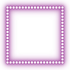 Neon square dotted glowing frames isolated on transparent background