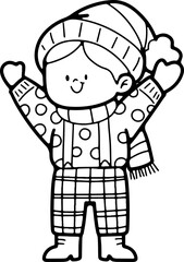 Children wearing cute Christmas outfits cute christmas card decoration hand painted christmas party illustration