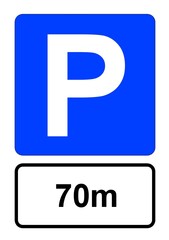 	
Illustration eines blauen Parkplatzschildes mit der Beschriftung 
