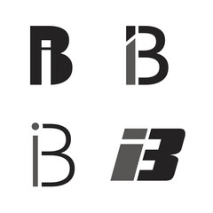 Set of abstract letter IB logo