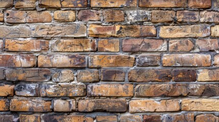 Obraz premium A rustic brick wall with weathered, textured bricks in warm tones.