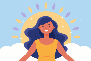 Healthy thinking and self-care. Woman feels happy