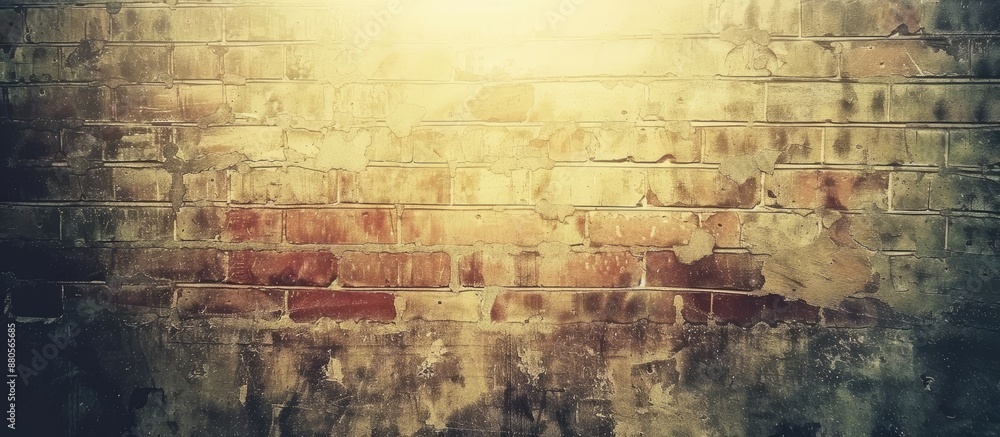 Poster a vintage brick patterned wall background with a faded light tone at the center ideal for a copy spa