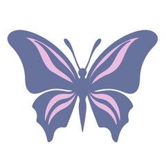 A purple and pink butterfly with large wings and a symmetrical design