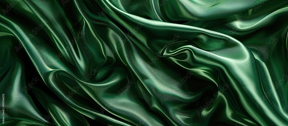 Aufkleber luxurious silk in an elegant green hue can serve as an abstract background in a close up image with 