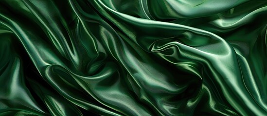Obraz premium Luxurious silk in an elegant green hue can serve as an abstract background in a close up image with ample copy space