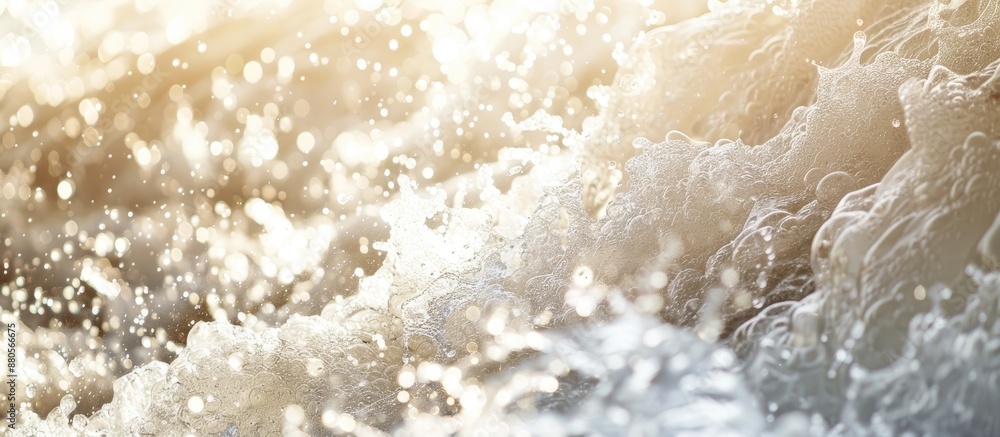 Aufkleber blurry white water with splashes and bubbles creates a trendy abstract nature background in sunlight