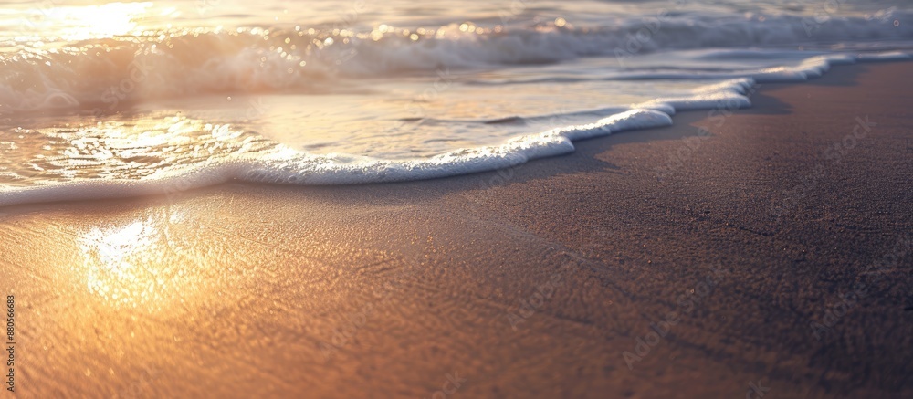 Aufkleber seashore at dawn with sand textured surface great as copy space image