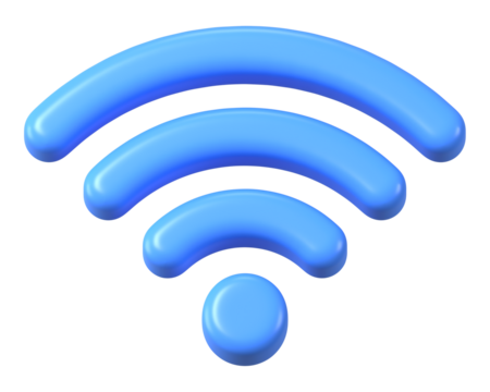 Blue wifi png icon sticker, 3D rendering, transparent background