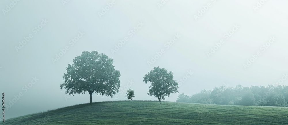 Poster trees are concealed by a hill in the copy space image