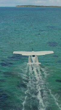 White hydroplane at luxury resort in the Mauritius