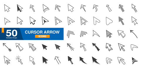 Arrow icons set. Arrow collection. Simple arrow set for computer. cursor arrow icon. mouse click. Vector illustration pack