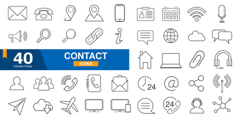 Web Contatcs icon set. Website set icon vector. Customer services logo. Helpdesk, Help, Response, Feedback and more. Vector Illustration For computer and mobile