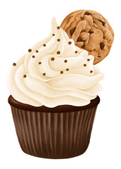 Cookie cupcake png dessert sticker, transparent background