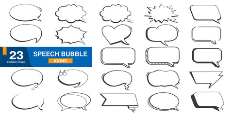 Speech Bubble set. Comic and Cartoon bubbles. Talk bubble. Cloud speech bubbles collection. Vector Illustration