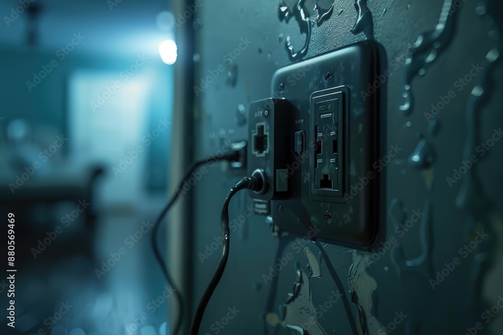 Poster a close-up photo of a light switch on a wall, suitable for use in interior design or home improvemen