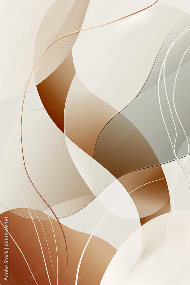 Poster an abstract painting of some rounded lines and shapes