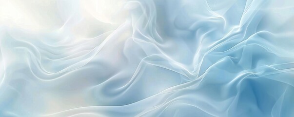 Obraz premium Flowing light blue fabric creates an elegant abstract background with plenty of space for text, perfect for sophisticated projects needing a calming touch